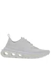 Ferragamo Men Nylon Sneakers With Iconic Gancini Sole In Gold