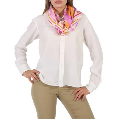 Ferragamo Salvatore  Ninfee Silk Foulard Square Scarf In White