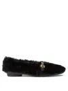 Ferragamo "noella Fur" Shearling Ballet Flats In Black