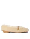 Ferragamo Salvatore  "noella Fur" Shearling Ballet Flats In Sand