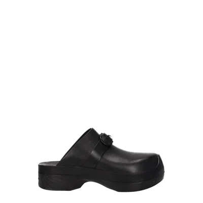 Ferragamo Salvatore  Nope Women's Leather Black Slides And Clogs