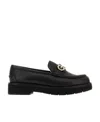 Ferragamo Buckle-detail Leather Loafers In Black