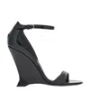 Ferragamo Unique Wedge Sandals With Sculptural Heel In Black