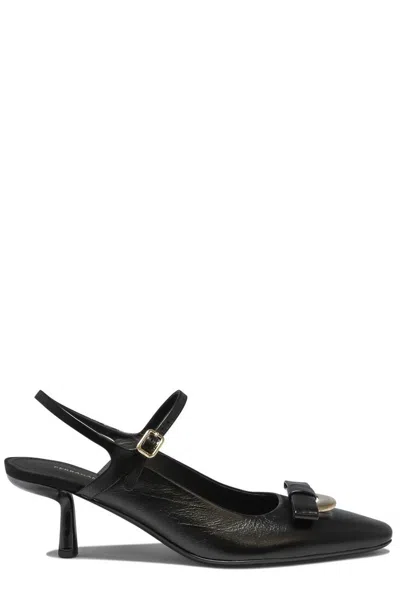 Ferragamo Women's "ophelia" Slingbacks Sandal In Black