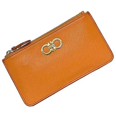 Pre-owned Ferragamo Salvatore  Orange Leather Coin Purse/coin Case ()