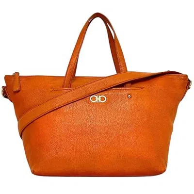 Pre-owned Ferragamo Salvatore  Orange Leather Shoulder Bag Tote Bag ()