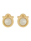 Ferragamo Circular Pearl Earrings With Brass Frame In Gold
