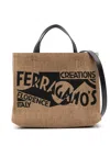 Ferragamo Chic Raffia Handbag With Embroidered Detail In Multicolor