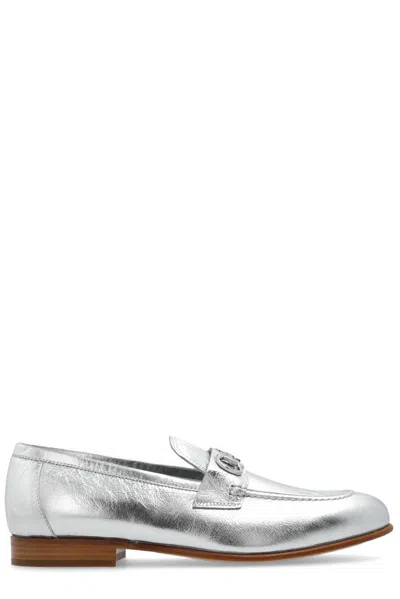 Ferragamo Woman Loafers Silver Size 6 Leather