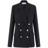 Ferragamo Double Breasted Wool Blazer In Black