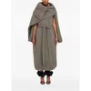Ferragamo Embroidered Wool Blend Coat In Brown