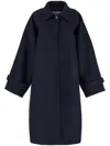 Ferragamo Blue Oversized Wool Single-breasted Coat
