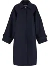 Ferragamo Blue Oversized Wool Single-breasted Coat In Blue