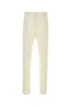 Ferragamo Beige Flat Front Pants In White