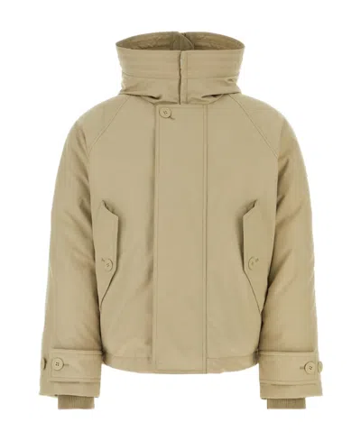 Ferragamo Beige Polyester Blend Padded Jacket In Sand