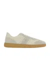 Ferragamo Men's Achille 1 Suede Leather Low-top Sneakers In Nude