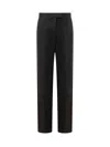Ferragamo Black Stretched Pleated Trousers In Black