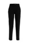 Ferragamo High Waist Jersey Trousers With Jewel Button In 001