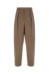 Ferragamo Brown Cotton Pants In Natural White Concrete