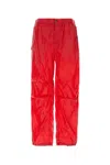 Ferragamo Nylon Cargo Pants With Drawstringed Bottom In Red