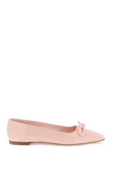 Ferragamo Woman Ballet Flat With Asymmetric Bow In Nylund Pink