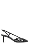 Ferragamo Glossy Strappy Pumps With Patent Accents In Black