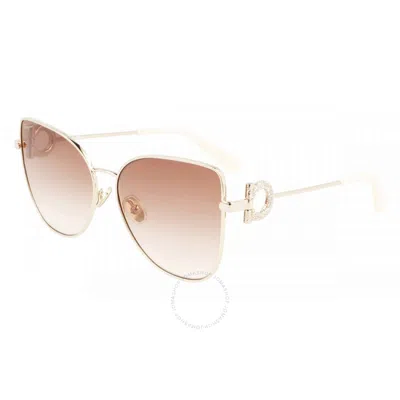 Ferragamo Salvatore  Peach Gradient Cat Eye Ladies Sunglasses Sf296sr 719 60 In Gold