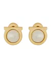 Ferragamo Circular Pearl Earrings With Brass Frame In Gold