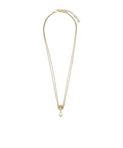 Ferragamo Salvatore  Pearl Pendant Necklace In Yellow