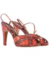 Ferragamo Snakeskin Peep-toe Pumps In Red Leather