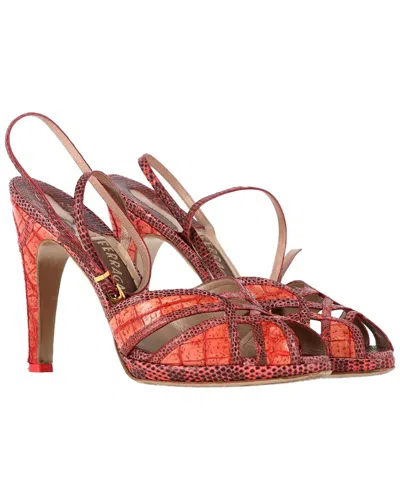 FERRAGAMO FERRAGAMO WOMEN'S LEATHER SNAKESKIN PEEP-TOE PUMP (AUTHENTIC PRE-LOVED)