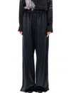 Ferragamo Gathered Satin Wide-leg Pajama Pants In Black