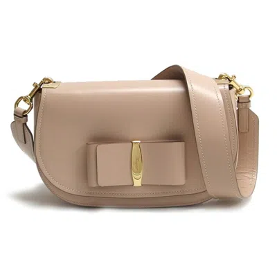 Pre-owned Ferragamo Salvatore  Pink Beige Leather Clutch Bag Shoulder Bag ()