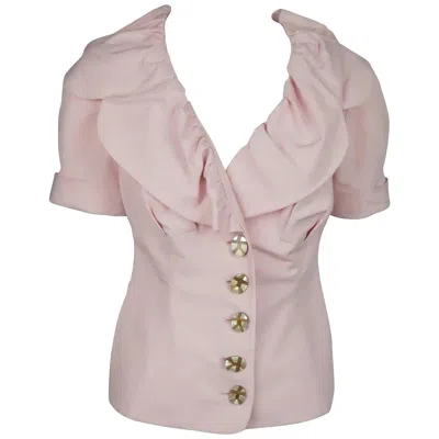 Pre-owned Ferragamo Salvatore  Pink Cotton And Linen Blend Top S / S