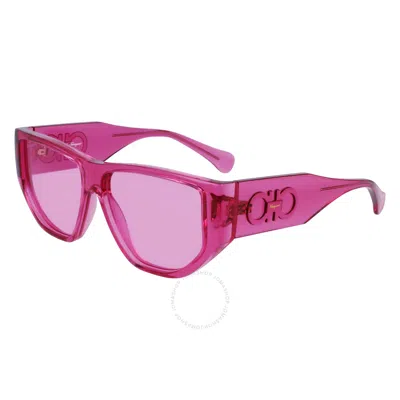 Ferragamo Salvatore  Pink Geometric Unisex Sunglasses Sf1077s 664 56