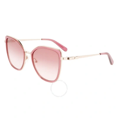 Ferragamo Salvatore  Pink Gradient Butterfly Ladies Sunglasses Sf293s 774 54 In Bordeaux / Gold / Pink / Rose / Rose Gold