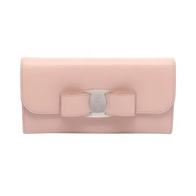 Pre-owned Ferragamo Salvatore  Pink Leather Long Wallet (bi-fold) ()