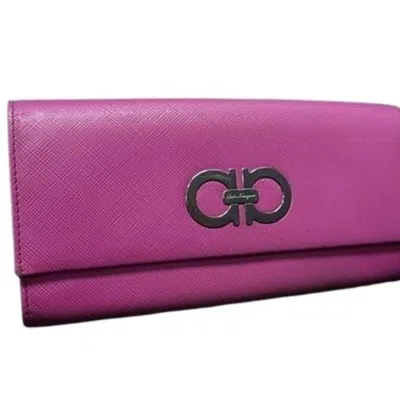 Pre-owned Ferragamo Salvatore  Pink Leather Long Wallet (bi-fold) ()