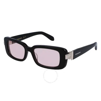 Ferragamo Salvatore  Pink Rectangular Ladies Sunglasses Sf1105s 005 52 In Black