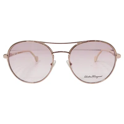 Pre-owned Ferragamo Salvatore  Pink Tinted Gold Tone Frame Aviator Sunglasses