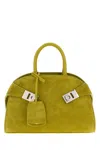 Ferragamo Salvatore  Pistachio Green Suede Mini Hug Handbag In Green