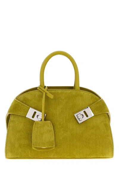 Ferragamo Salvatore  Pistachio Green Suede Mini Hug Handbag