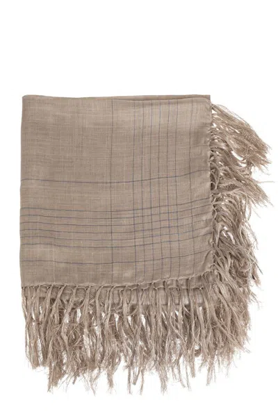 Ferragamo Salvatore  Plaid Pattern Fringed In Beige