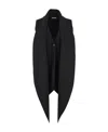 Ferragamo Salvatore  Pointed Hem Straight Cut Back Waistcoat In Black