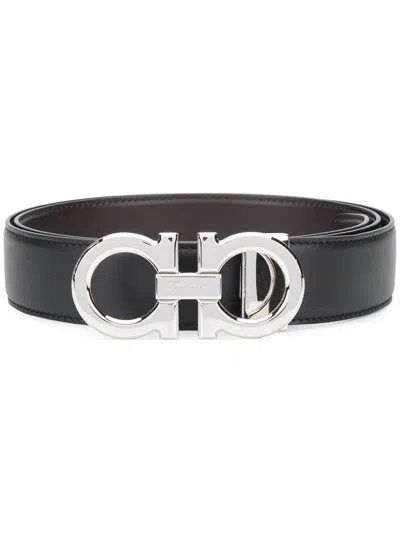 FERRAGAMO SALVATORE FERRAGAMO POLISHED FINISH GANCINI REVERSIBLE BELT ACCESSORIES