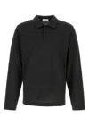 Ferragamo Graphite Cotton Blend Polo Shirt In Black