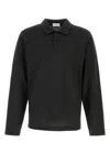 Ferragamo Graphite Cotton Blend Polo Shirt In Black