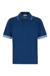 Ferragamo Polo Shirt With Contrasting Sleeve Detail In Blue
