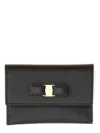 Ferragamo Leather Cardholder Gold-tone Hardware In Black