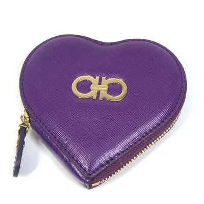 Pre-owned Ferragamo Salvatore  Purple Leather Coin Purse/coin Case ()